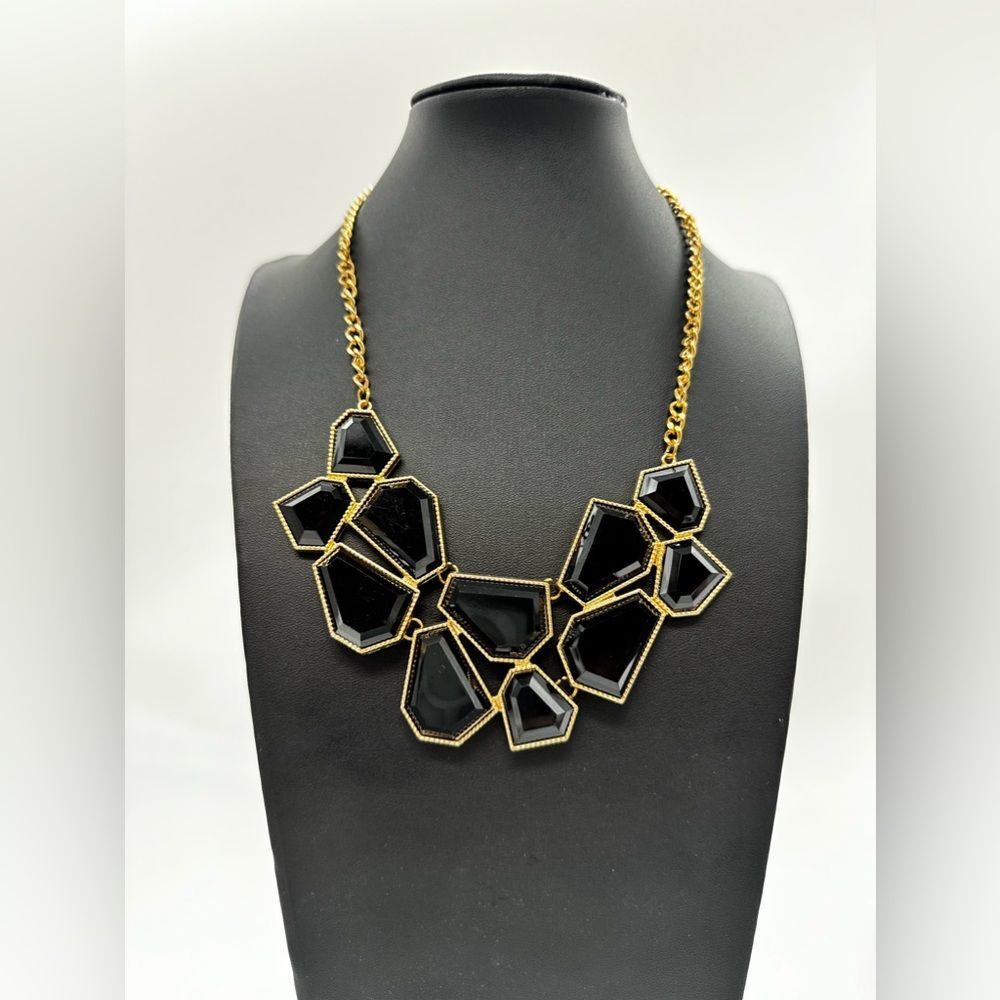 Gold Tone Bib Statement Necklace